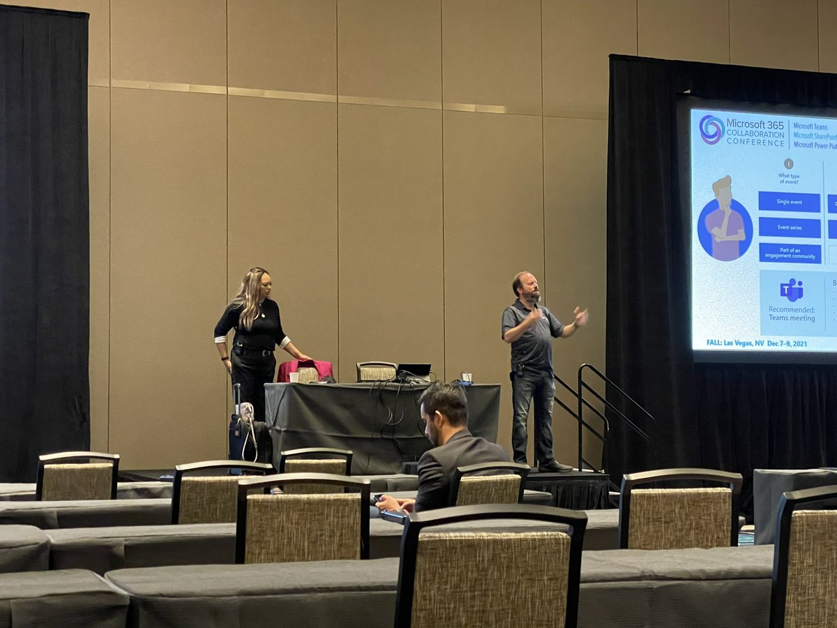So good to see <a href="/Karuana/">Karuana Gatimu #Community #Copilot #BetterTogether</a> and Bryan Nyce back on stage talking about #virtualevents at #M365Conf for #MicrosoftTeams