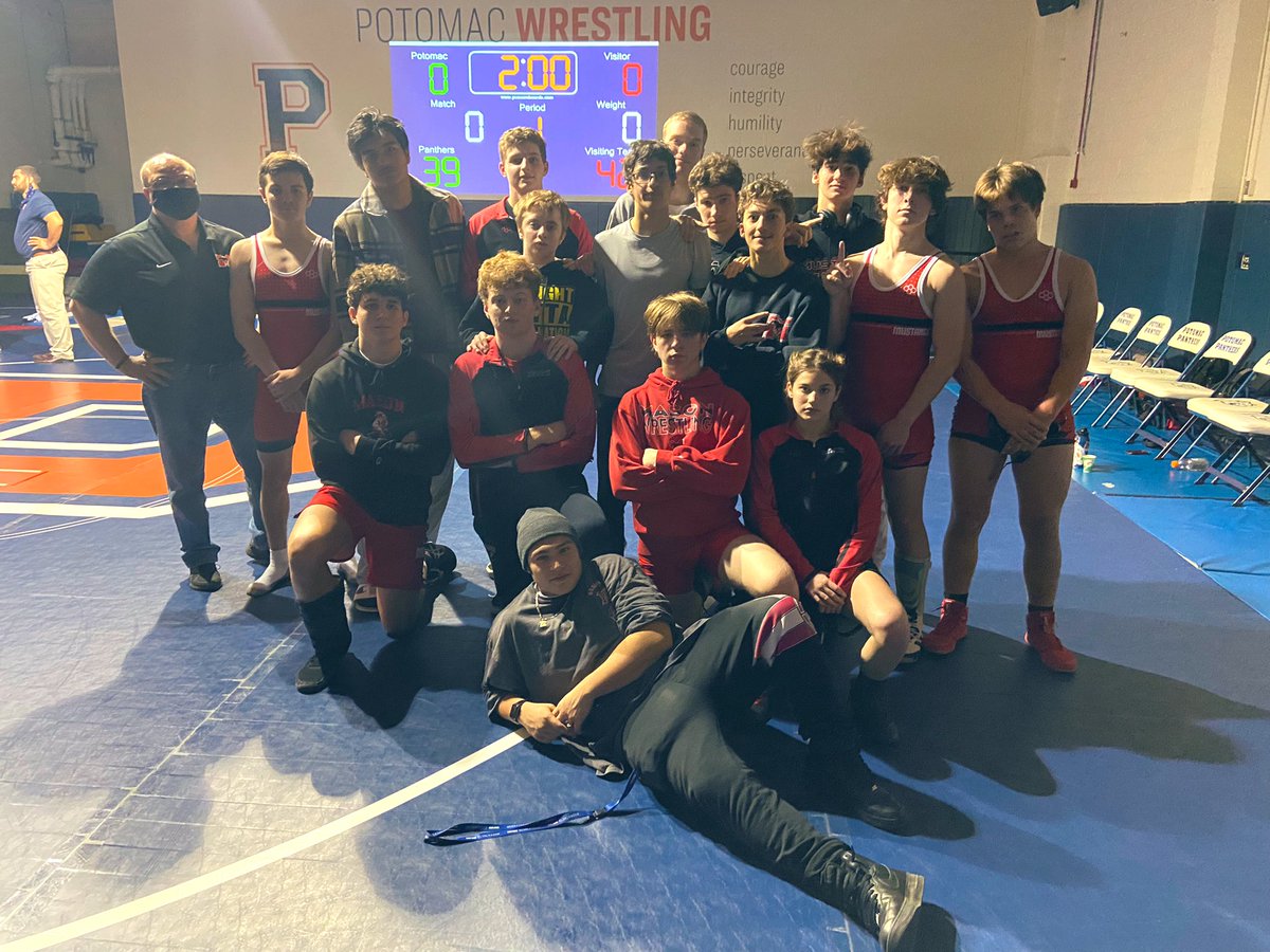 GMHSWrestling's tweet photo. Lots of tough, gritty wrestling by our Mustangs! MHS 42 to Potomac 39. MHS notched two dual wins tonight! #fccps #BetterTogether https://t.co/pFpM1nYCkk