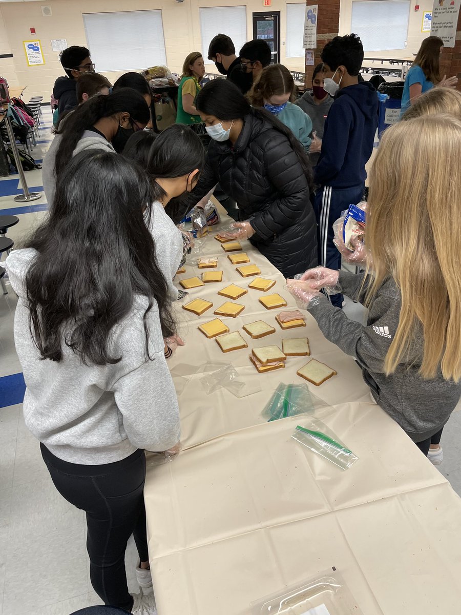 What an amazing experience! WBMS Jr. Beta students participated in #TheSandwichProject this morning and made over 200 sandwiches to support our local charities! Shout-out to <a href="/jbhardt5/">Jana Bernhardt</a> for finding a great service opportunity for our students. #TheWebbWay @WBMSprincipal <a href="/wbms_pta/">Webb Bridge MS PTA</a>