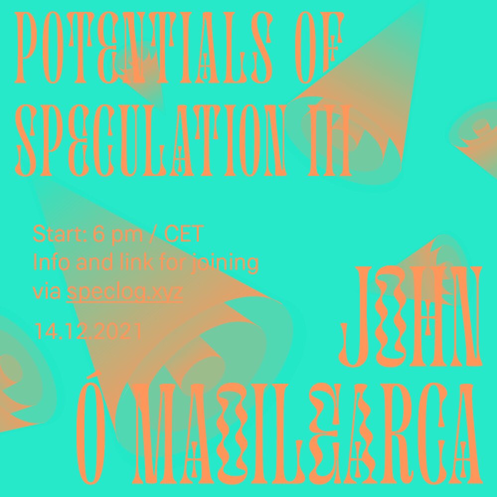 SpecSpace1's tweet photo. Our next guest speaker at #PotentialsOfSpeculation III: John ó Maoilearca, 14 december, on designing matter and spirit, and on how the image is not imaginary....
https://t.co/rsKQIrX3qf ///
#SpeculativeSpace #SpecSpace #SpecLog https://t.co/hQmOnuMCev