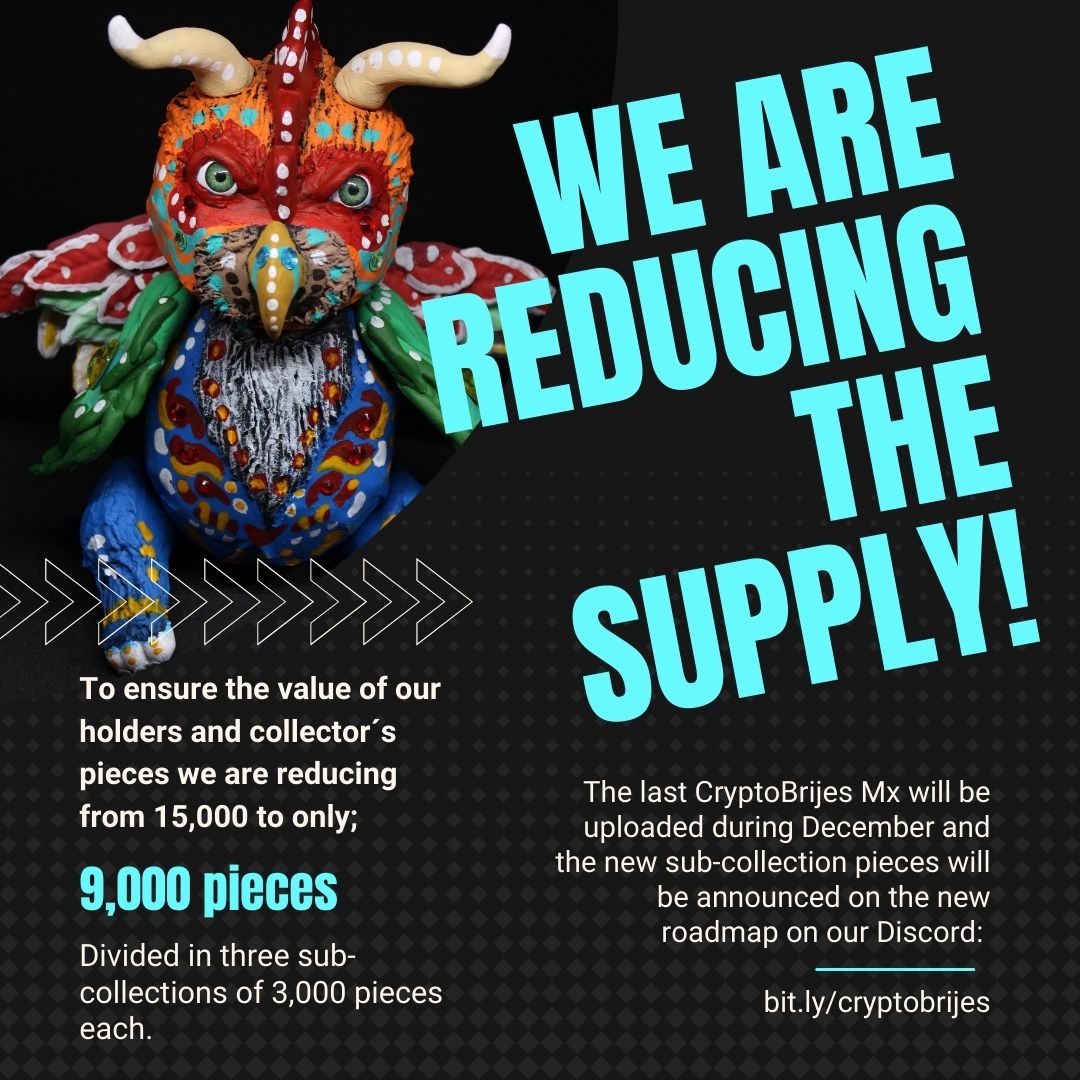 We are reducing our total supply from 15,000 to only 9,000 total brijes, with three sub-collections, the last 1,000 Mx brijes will be uploaded before we end december and new brijes will come the next year, so, check them out at opense.io/collection/cry… #nft #nftcommunity #nftart