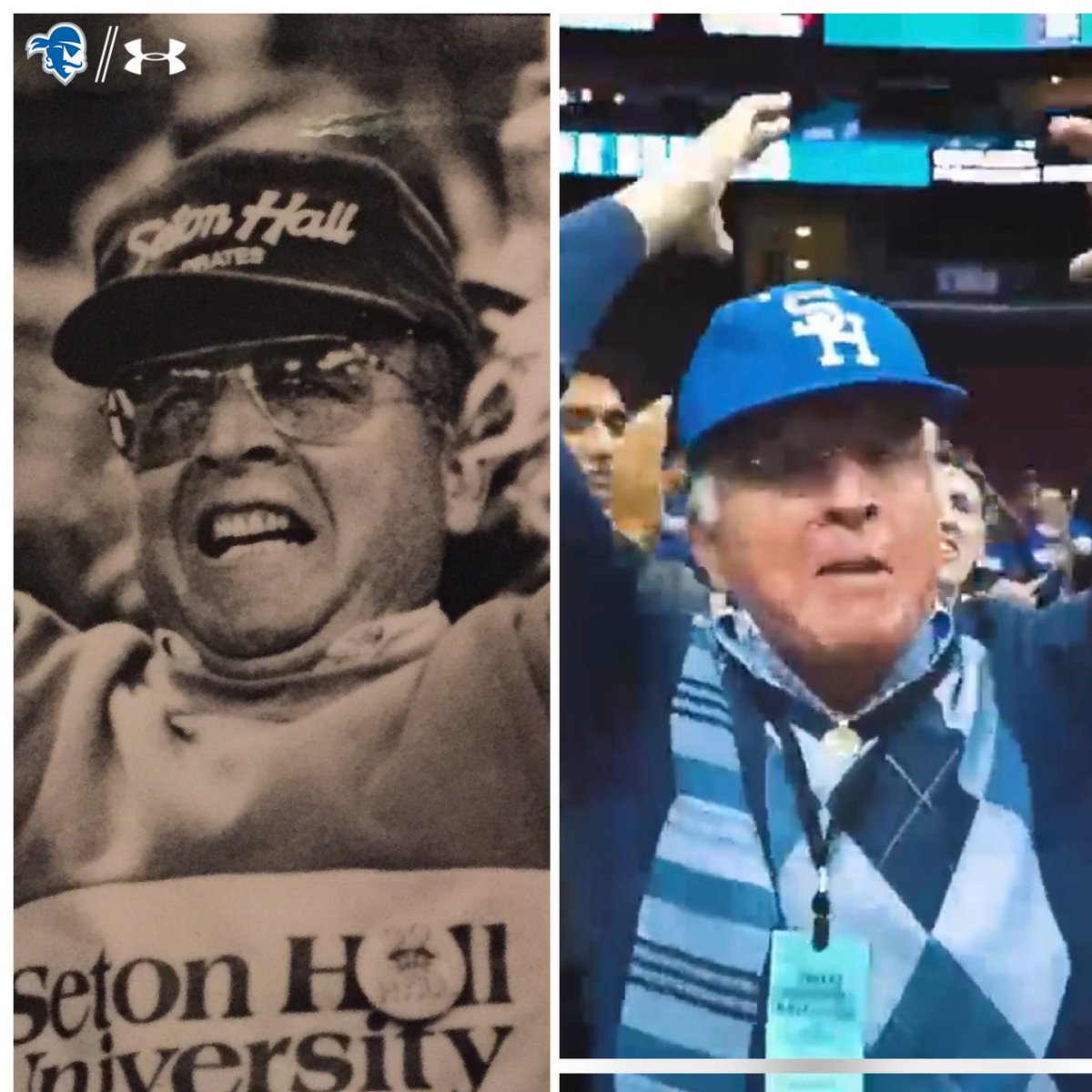 SHUAthletics's tweet photo. Great to see one of the best @SetonHallMBB fans ever to live, John Kelly, has still got it 32 years later. 🙌 #HALLin https://t.co/cGM49PDTUo