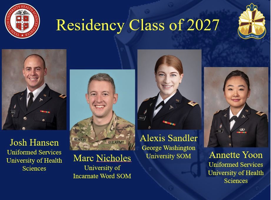WBAMCOrthoRes's tweet photo. We are excited to add 4 stellar interns to the class of 2027! Congratulations, we can’t wait for you all to join us in El Paso! https://t.co/ZNHrze3daU