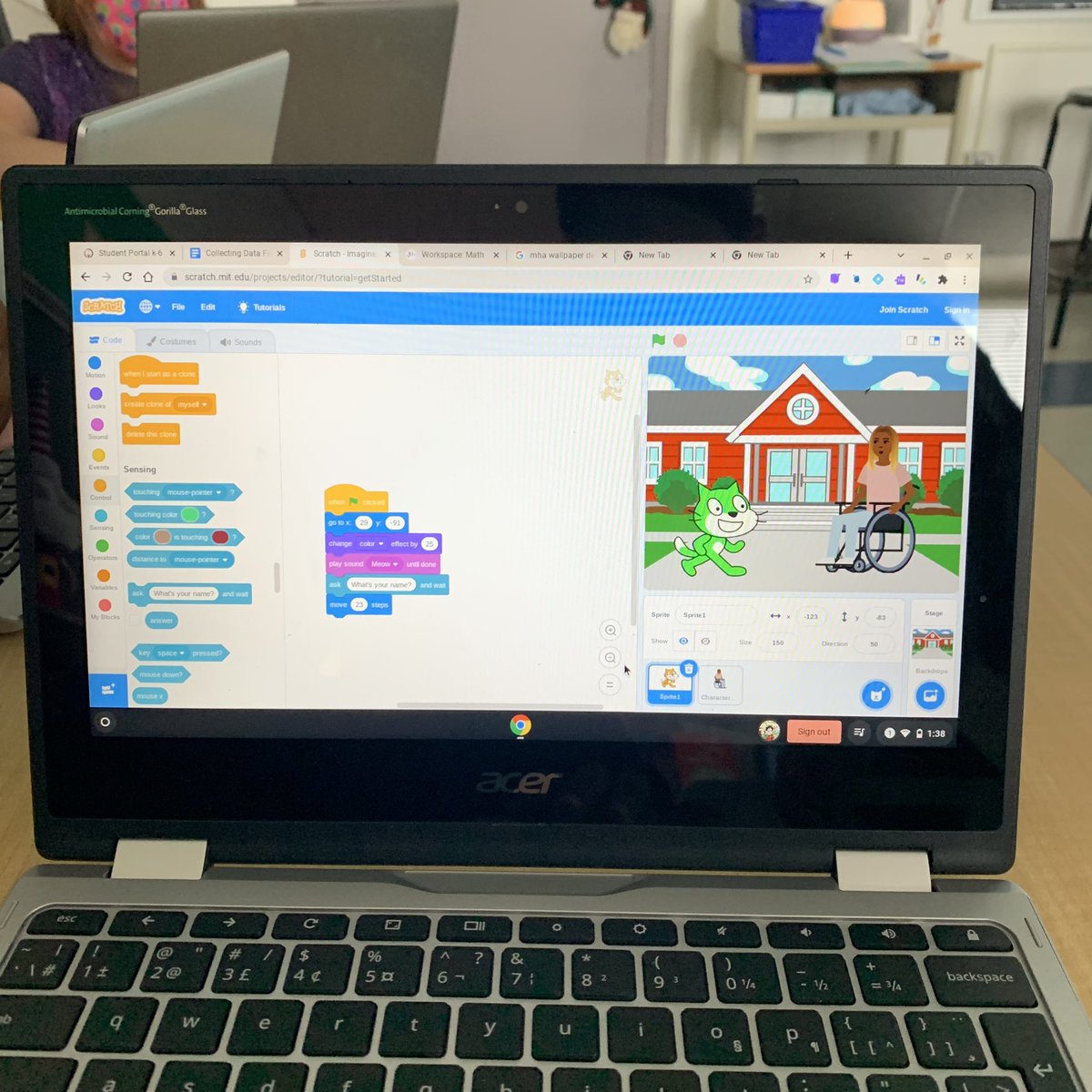 Miss_A_Young's tweet photo. So cool to participate in a live Scratch Coding Workshop today 💻 I think I learned even more than the students! #ocsbCodes #ocsbCSEd https://t.co/WrVTwco9DT