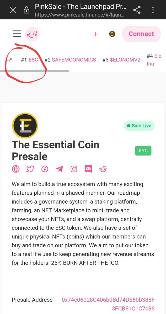 terry265's tweet photo. #TeamEssential Trending #1 On Pinksale Once Again. We Can't be Stopped!!!! @essentialESC 🏛🏛🏛🏛🏛🏛🏛🏛🏛 https://t.co/x0ChPuNRbE