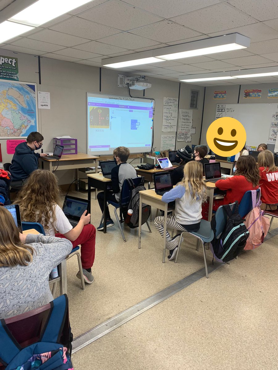 MrsDeRuiter's tweet photo. Thank you @MLaPeareGEDSB for joining us today to bring us technology and teach us about coding! Shout out to our very own grade 8 coding leader Hunter who showed us how to program microbits on makecode! Thanks for sharing your knowledge! @WalpoleNorth @GEDSB https://t.co/Th7cFGJ1pF