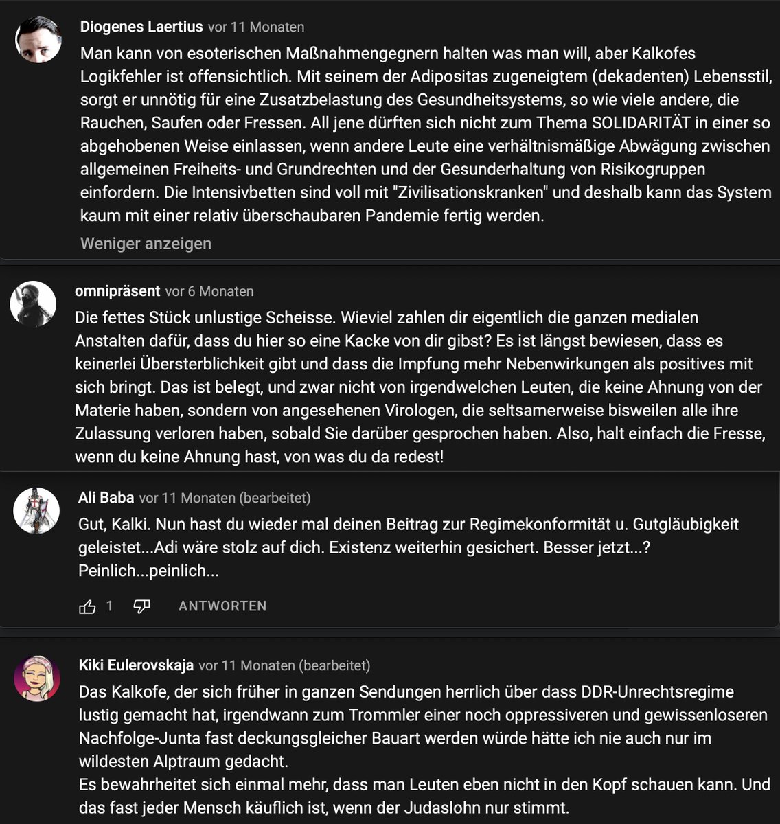 twitkalk's tweet photo. Und nur mal so aus Spaß nebenbei ein paar der Kommentare um MASKENLOS-Clip...
Mehr muss man nicht sagen.
#Mattscheibe #Maischberger #Maskenlos #FakeBrain
https://t.co/gHRDCueauq https://t.co/pQiARdiSqz