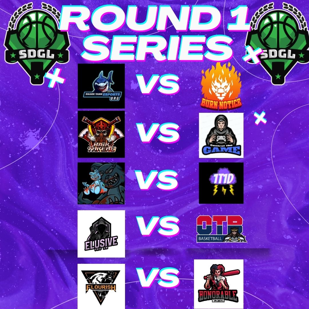 SD GAMING LEAGUE (@sdgamingleagues) on Twitter photo ROUND 1 SERIES KICKS OFF WITH
<a href="/SharkTankURG/">CJRainey2K</a> vs <a href="/BurnNotice2K/">Burn Notice 2K</a>
@RiskTakers2k vs @GreenNoScreens
<a href="/BearDaBeast23/">π»BEARπ»</a> vs <a href="/mikahfletcher/">l mikah l</a>
<a href="/ElusiveProAm/">πΈππππΎππ</a> vs <a href="/oTb2KGaming/">oTb Gaming</a>
@FlourishEsportz vs <a href="/HMProAm/">Honorable Mention π₯</a> ROUND 1 SERIES KICKS OFF WITH
<a href="/SharkTankURG/">CJRainey2K</a> vs <a href="/BurnNotice2K/">Burn Notice 2K</a>
@RiskTakers2k vs @GreenNoScreens
<a href="/BearDaBeast23/">π»BEARπ»</a> vs <a href="/mikahfletcher/">l mikah l</a>
<a href="/ElusiveProAm/">πΈππππΎππ</a> vs <a href="/oTb2KGaming/">oTb Gaming</a>
@FlourishEsportz vs <a href="/HMProAm/">Honorable Mention π₯</a>