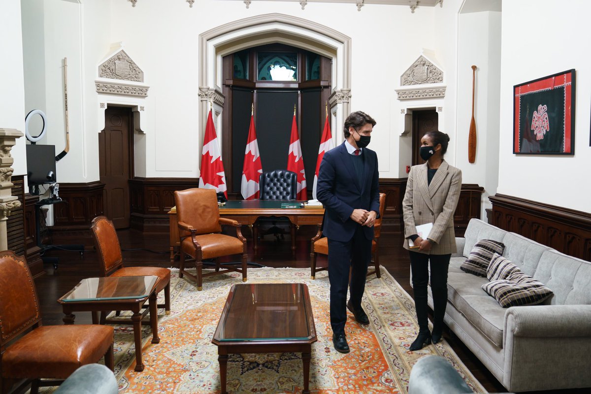 JustinTrudeau's tweet photo. In Canada, in Somalia, and around the world, @ElmanPeaceHRC’s @IlwadElman is known for her social activism - and for her work addressing gender-based violence and promoting human rights. We spoke about that today, and about what more we can do to keep making progress. https://t.co/ZPiKXCYrjD