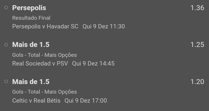 safebets77's tweet photo. 🏆 Triplinha 🏆

⚽️ Persepolis - Resultado Final.
⚽️ Real Sociedad x PSV - Mais de 1.5 Gols.
⚽️ Celtic x Real Bétis - Mais de 1.5 Gols.

✅ Odd.: 2.04.
☑ Unidade: 0.5. https://t.co/qhxgzUeiFZ