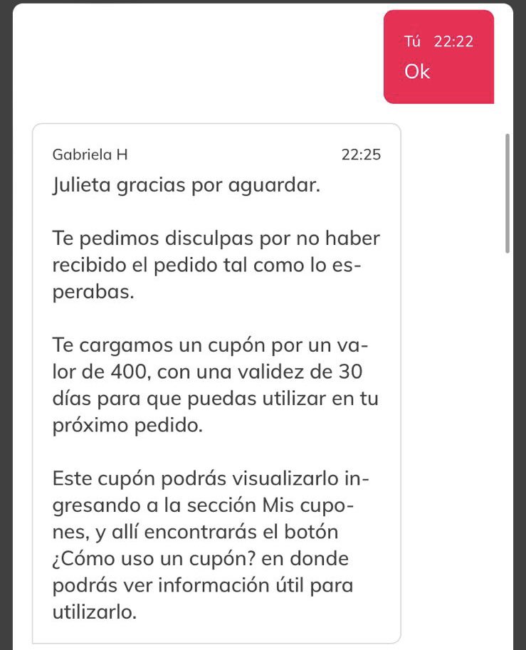 BiciDeSaturno's tweet photo. Hola @pedidosya ¿Cómo es esto?
¿No se entrega un pedido y se niegan a devolver el pago? ¿Y encima terminan el chat sin responder? https://t.co/cZvMmMG882