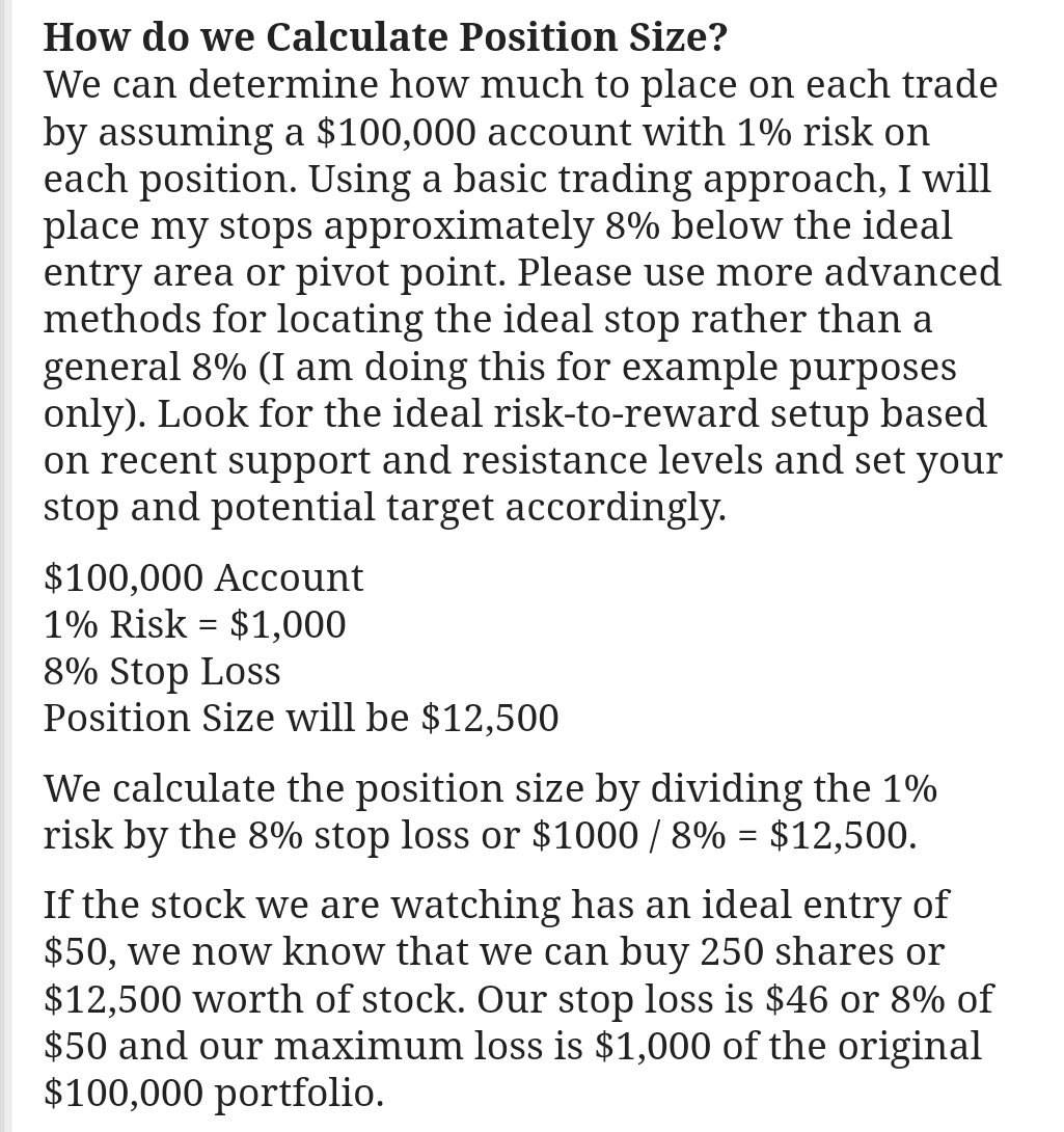 cperruna's tweet image. Position Sizing:

All traders must learn to know “how much” to trade on each position. Do not overtrade or you will run the risk of ruin. NEVER run the risk of ruin!

Position sizing is rule number one of managing risk.