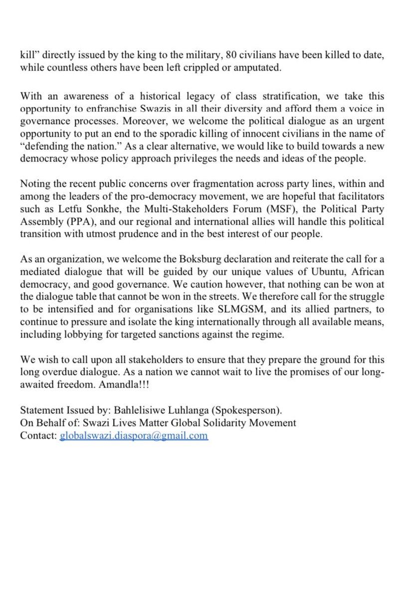 lingashoni's tweet photo. Swazi Lives Matter Global Solidarity Movement @swazilivesmatt1 salutes @letfusonkhe for their Boksburg conference over the weekend. https://t.co/d41Svv8TdX