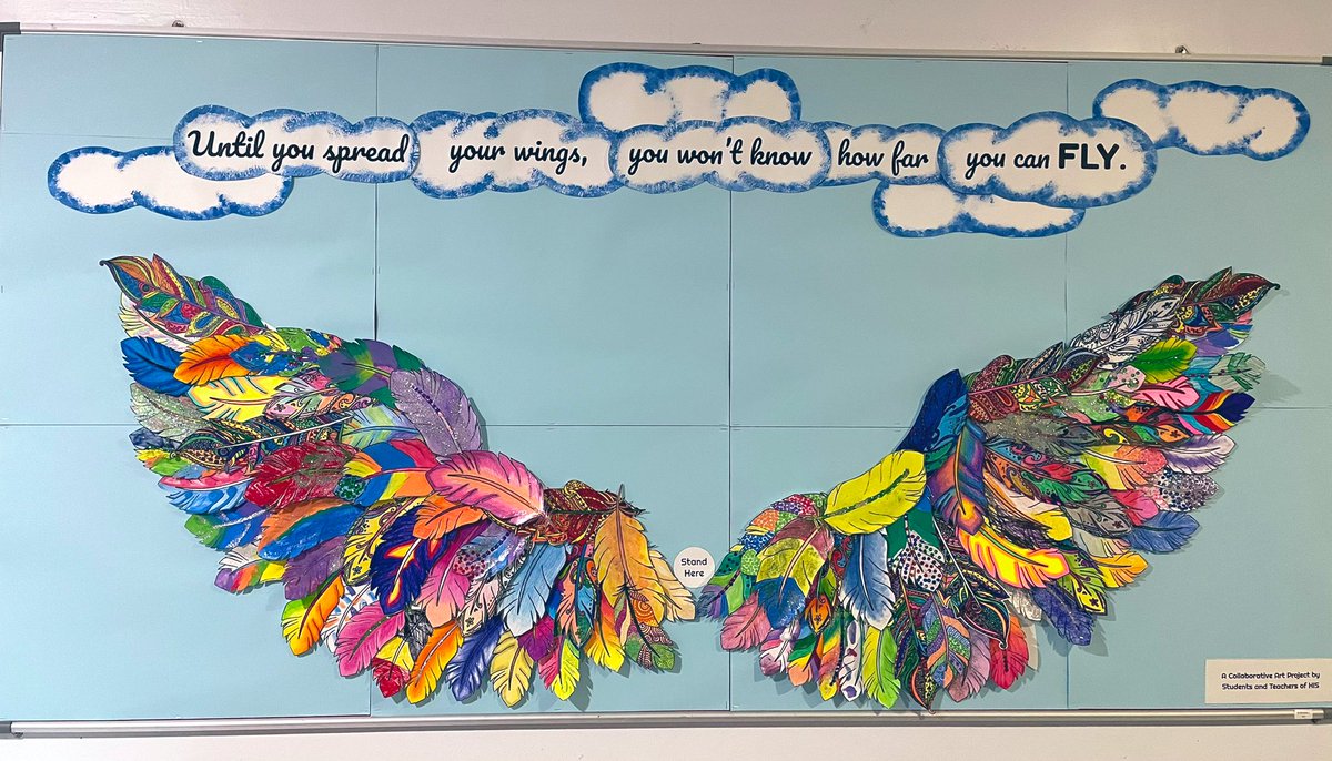 HIS_INCLUSION's tweet photo. Over the last 2 weeks, we’ve been setting up a #CollaborativeArt project for our students to enjoy over this last week of school. We set up a “feather station” where students and teachers have been hard at work bringing their creativity to life! @HELPISKL #HIS_Learning https://t.co/nMiaOWP0zk