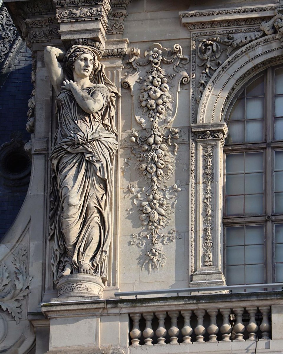 AcademiaAesthe1's tweet photo. The Turgot pavilion of Louvre and its fantastic caryatids by Jules Cavelier (1857). https://t.co/QHfPurEfzm