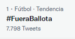 franjeado's tweet photo. El hashtag #FueraBallota refiriéndose al Vice Pdte 2do del Club Olimpia, Pedro Balotta, es por amplio margen el Trending Topic  a nivel país.
Una muestra clara del sentir del hincha olimpista luego de sus declaraciones de hoy a un medio del Grupo HC https://t.co/FuAdpomFrb