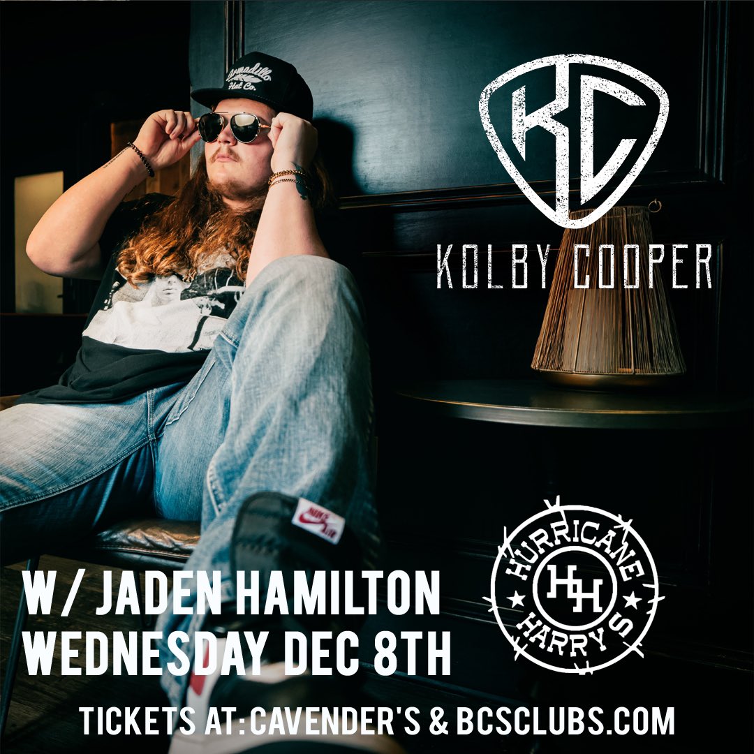 Hurricane Harry's (@harrysbcs) on Twitter photo Tickets Available At The Door Tonight For <a href="/KolbyCooper_/">Kolby Cooper</a> (Full Band) Live In Concert w/ Guest Jaden Hamilton! Doors: 9pm Tickets Available At The Door Tonight For <a href="/KolbyCooper_/">Kolby Cooper</a> (Full Band) Live In Concert w/ Guest Jaden Hamilton! Doors: 9pm