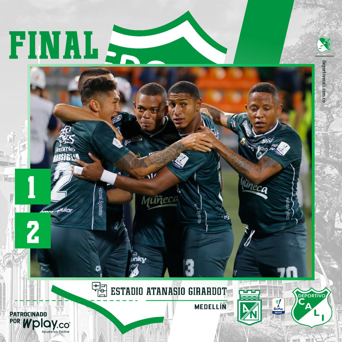 DeportivoCaliCP's tweet photo. ⏱️ 90+6' ¡¡¡FINAL DEL PARTIDO!!! ¡¡¡GANÓ EL GLORIOSO DEPORTIVO CALI!!! 

El verdiblanco se hizo GIGANTE en el Atanasio Girardot y derrotó a Nacional en una muestra de gallardía, coraje, valor y sacrificio.

¡¡¡VAMOOSSSS CALI!!!

Nacional 1⃣-2⃣ Cali

#LigaDimayor 🏆
#VamosCali 🇳🇬 https://t.co/7HFkNHE8GJ