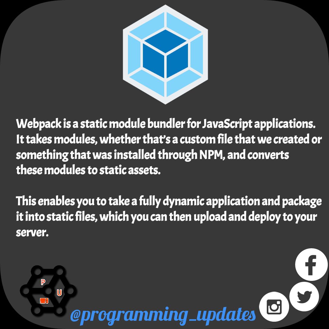 ProgrammingUpds's tweet photo. Let's learn something about webpack #webdevlopment https://t.co/HnT6vtpOdZ