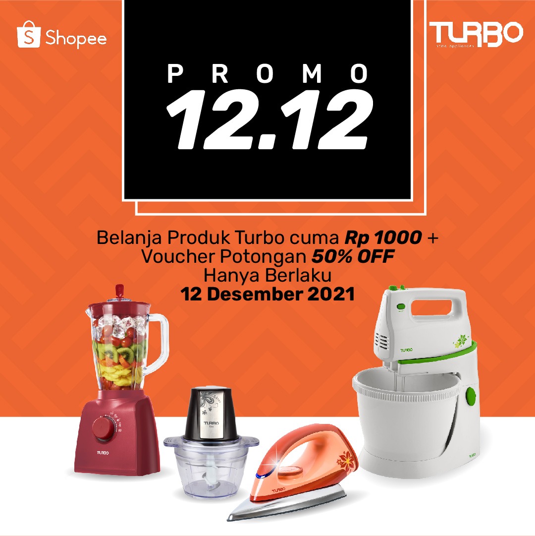 Hi Teman Idaman, kabar gembira buat kamu semua. Ada Promo Spesial Shopee 12.12 di bulan Desember ini…

Belanja Produk Turbo Cuma Rp.1000 + Voucher Potongan 50% OFF Hanya berlaku 12 Desember 2021 di Official Store Turbo Shopee…

#shopee #saleshopee #sale1212