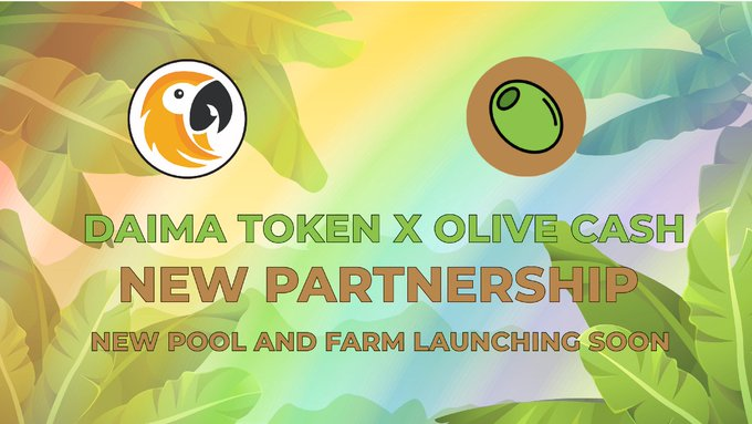 🦜<a href="/DaimaToken/">Daima Ecosystem</a> Partners With <a href="/OliveCashBsc/">OliveCash(🫒,🫒) #BSC #Avalanche #Fantom #Polygon</a>
 
🏦Upcoming Farm and Pool:

✅Stake $OLIVE to earn $DAIMA
✅Stake $DAIMA LPs to earn $OLIVE
✅To be launched Soon

⬇️Details:
medium.com/@daimatoken/da…

#FLS