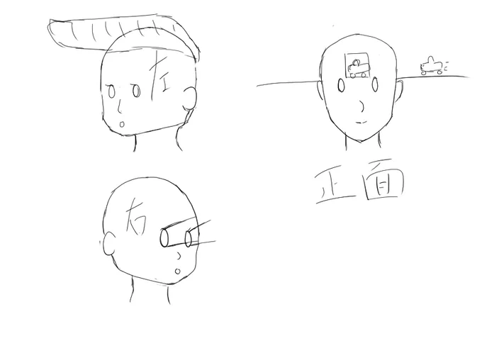 頭の形練習+落書き
#イラスト練習中 