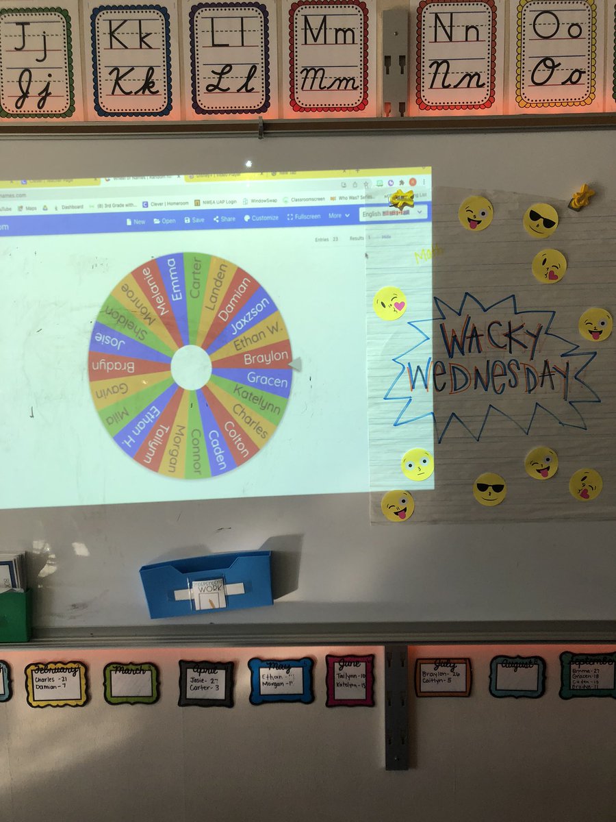 warrenfirst1's tweet photo. Keeping everyone engaged &amp; learning is difficult. Even more so the closer we get to a break!  

“Wacky Wednesday!” ::: Spin for a name; winner took off an emoji @Postit to reveal our activity! The anticipation of what would be next was so fun! It was a great day!
#thisislcsc https://t.co/5KOM93r3yR
