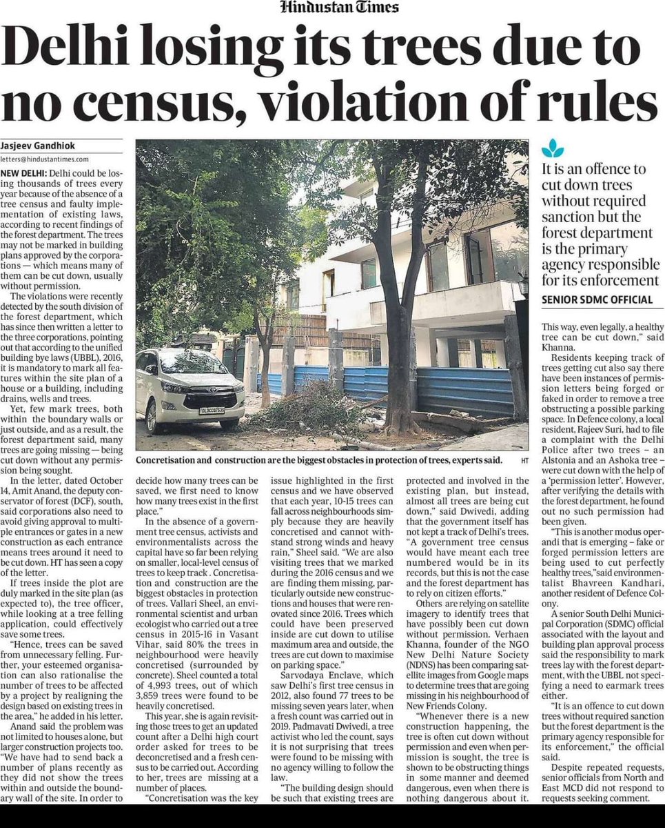 BhavreenMK's tweet photo. There is no data available on  
no. of trees in #Delhi for over 2 decades now;

Is this a strategy to cut trees discreetly &amp; illegally? 

Maybe @ArvindKejriwal @AamAadmiParty should try their hands on some real work as @CMODelhi instead of kiddish campaigns like @Yudh_Pradushan! https://t.co/1FfmTWlprl