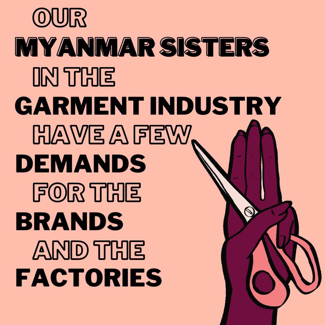 sis2sisMM's tweet photo. What do Myanmar workers want? Here's a list of their demands. 

To read them is to know what kind of abuse they face regularly. 

They deserve far better.

#FightLikeAGarmentWorker
#WhatsHappeninginMyanmar
#WhoMadeMyClothes
#PayHer
#EndWageTheft
#16days
#16daysofactivism https://t.co/pfD1uj6SEt