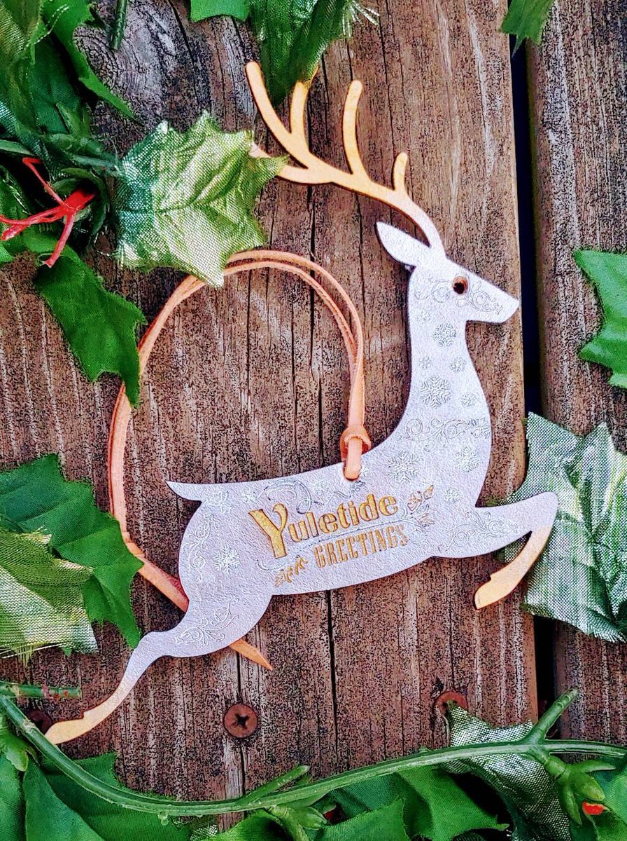 WildRiders_Tack's tweet photo. Excited to share the latest addition to my #etsy shop: Yuletide Greetings Reindeer Leather Ornament https://t.co/jCYI6S3plO #silver #gold #yuletide #yule #solstice #newyear #ornament #pinetree #christmas https://t.co/fYUakggNTF