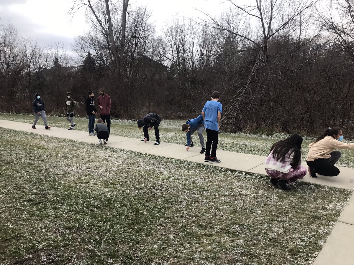SDziwanowski's tweet photo. How far away is the moon from Earth? 🤔 Using the scale of a basketball to represent Earth and a tennis ball for the moon, students marked their predictions in chalk. Great visual to show they’re not as close as depicted in many diagrams. @LarsonMS @NASA #outsidescience https://t.co/Jplc6pa5nJ
