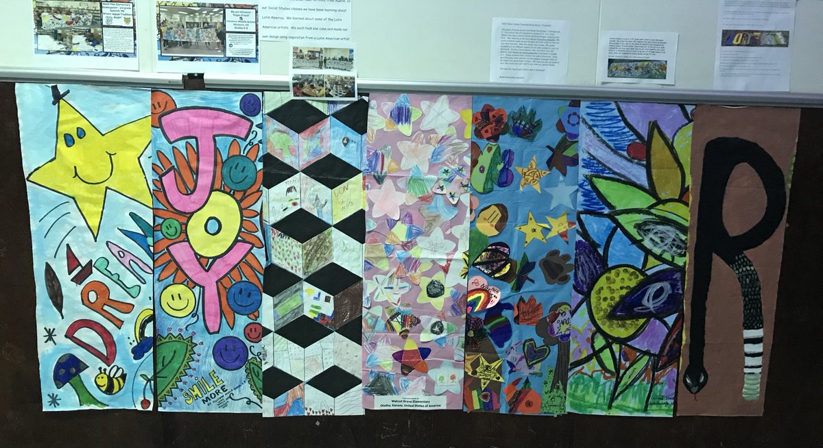 beckienieman's tweet photo. The Global Traveling Mural 2021 project is a lot of fun! We worked hard on it and then cut it into 10 1-foot pieces! We've have received 6 of the 9 sections from our friends in Group 1. travelingmural
#futurereadylibs #travelingmural #group1 https://t.co/GMUfEDCn37