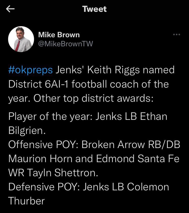 CoachAdamGaylor's tweet photo. Special recognition for @EthanBilgrien In a district filled with FANTASTIC, TALENTED Power 5 players, like Maurion Horn, Robert Spears-Jennings, &amp; Talyn Shettron, he was Player of the Year, The guy dominated from inside LB all year, especially in the state finals. https://t.co/2799lQM5xI