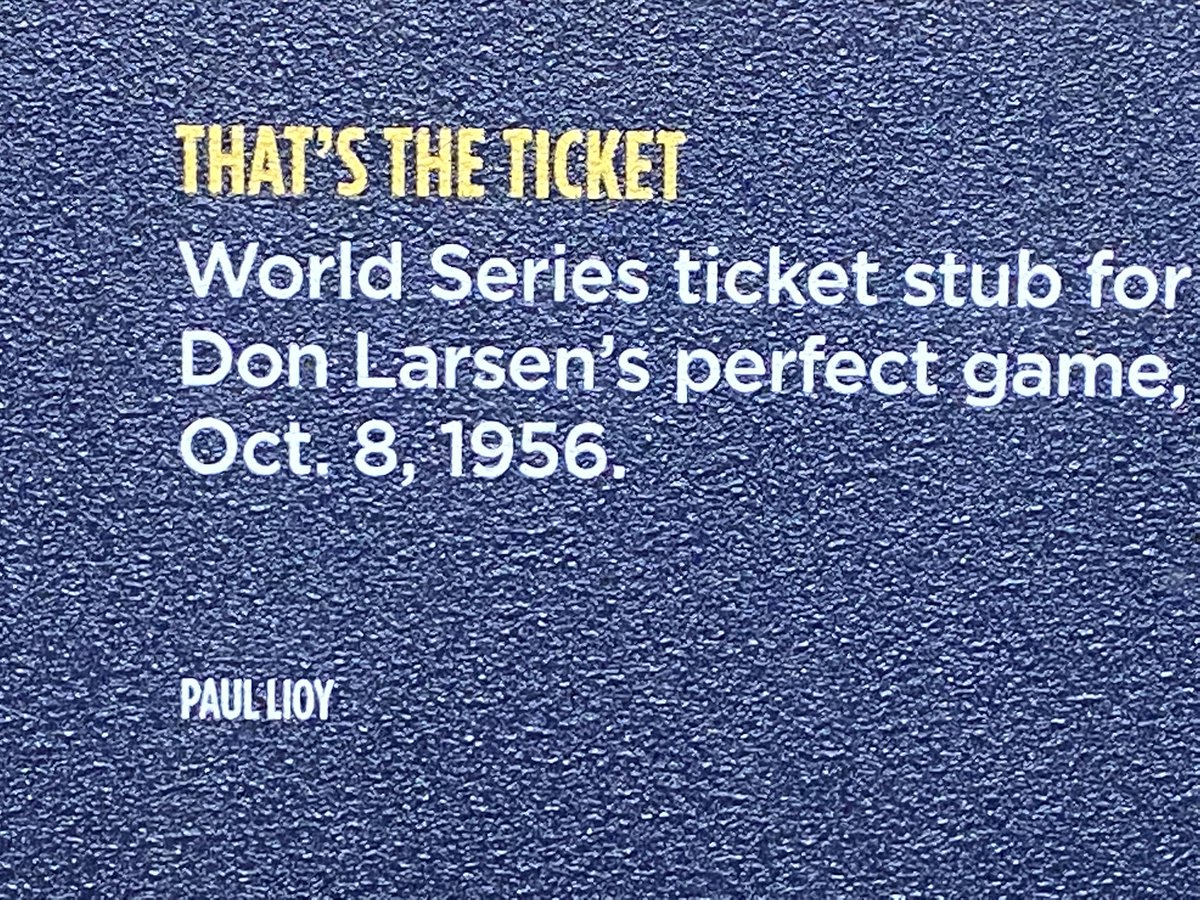 JohnCerilli's tweet photo. Today’s artifacts from the @YogiBerraMuseum collection are, well, perfect. Yogi caught #DonLarsen’s perfect game, 1956 #WorldSeries, Game 5, Oct 8. He famously leapt into the much taller Larsen’s arms after recording the last out, a strikeout of pinch hitter #DaleMitchell. ⚾️ https://t.co/SToxd858fs