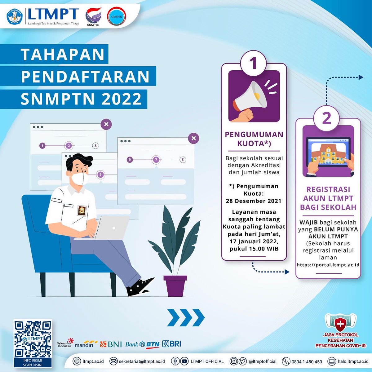ltmptofficial's tweet photo. Halo Calon Mahasiswa Indonesia!

Bagaimana persiapan untuk tahun barunya? Daripada bingung, nih tim LTMPT bagikan infografis mengenai TAHAPAN PENDAFTARAN SNMPTN TAHUN 2022 ✨👍🏻 https://t.co/9j6ZMdPagr