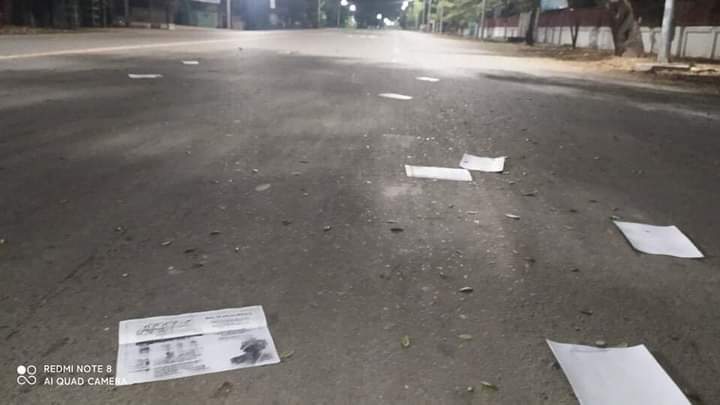 Youths from WineMaw scattered pamphlets on the streets to overthrow the Dictatorship by urging the people to participate the Slient Strike.

#Total_StopSponsoringSAC
#Dec9Coup 
#WhatsHappeningInMyanmar