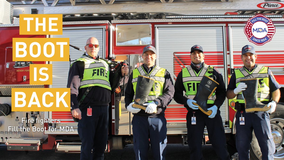 MDAorg's tweet photo. For 67 years, @IAFFNewsDesk has helped #MDA families through the #FillTheBoot fundraiser. Make a year-end gift today to help fund research, care, &amp; advocacy for people living with #musculardystrophy, #ALS, &amp; related #neuromuscular diseases: https://t.co/Us5IvrsAoC #TheBootIsBack https://t.co/pPtFrQ8jgm