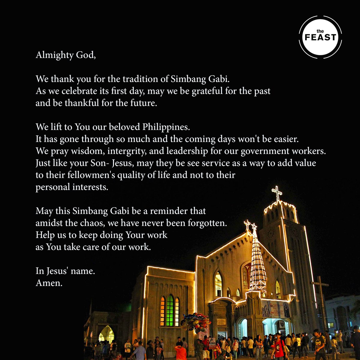 thefeastph's tweet photo. Have a safe and solemn Simbang Gabi

#TheFeast #Youareloved https://t.co/lBF3J7nvaM