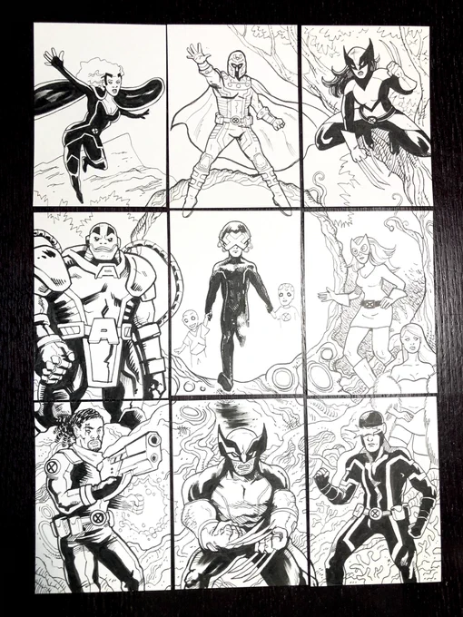 HoxPox X-Men 9 card set commission WIP. Drawn mostly with Microns. 