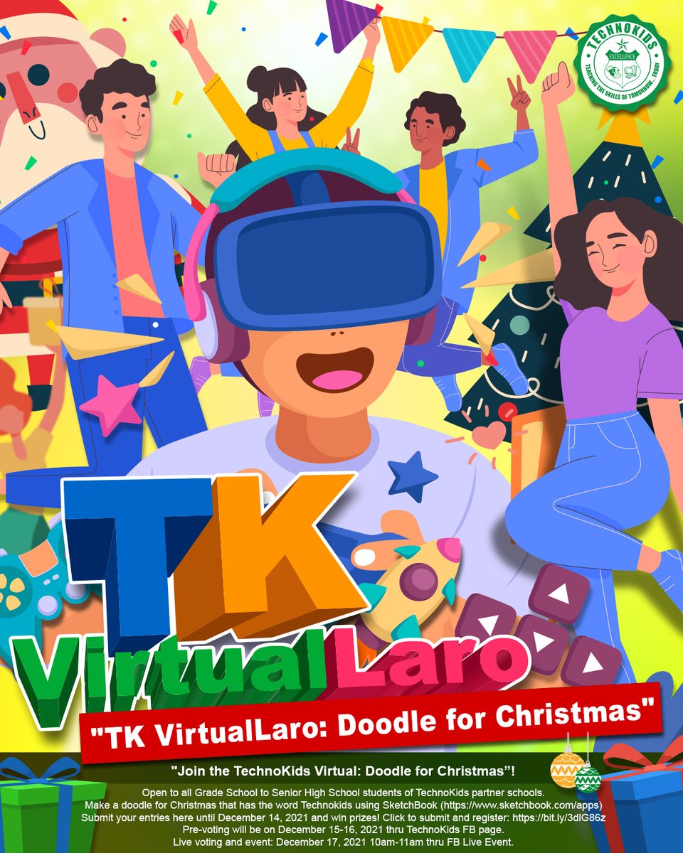 TechnokidsPh's tweet photo. Showcase your talents and creativity, TechnoKids!
Join #TKVirtualLaro: Doodle for Christmas

CHALLENGE: Make a doodle for Christmas that has the word "TechnoKids"

Submission of entries is until December 14, 2021

https://t.co/XpNWsDEm2c

Hurry and let's have a Merry TK Christmas https://t.co/qUvlJot2HX