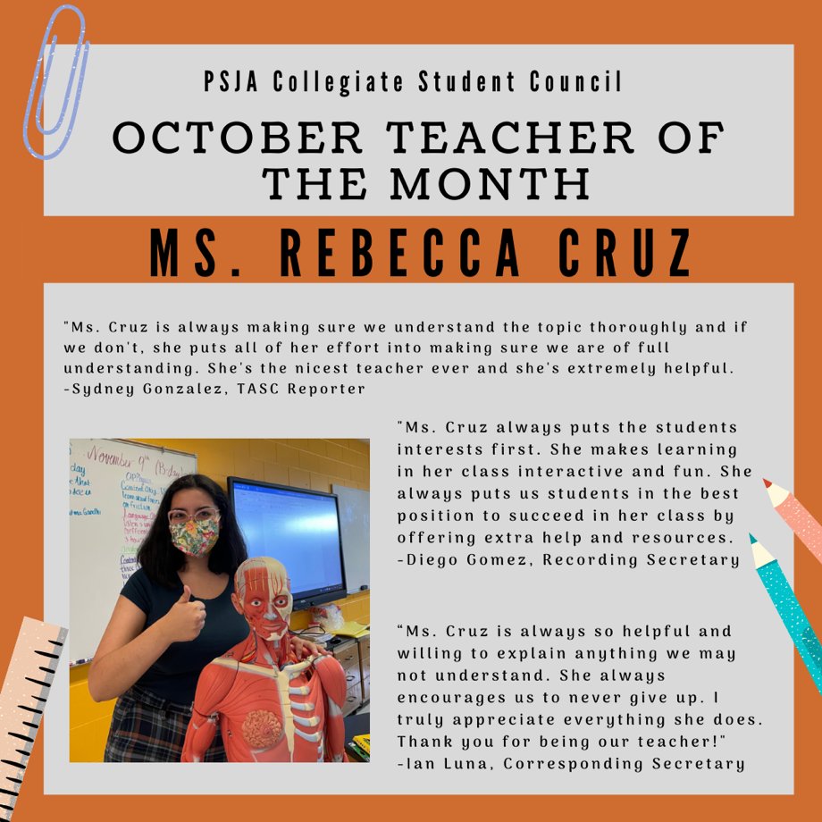 ACTRGV01's tweet photo. Congratulations Ms. Rebecca Cruz on getting October's Teacher of the Month at PSJA Collegiate High School.
#actrgv #alternativecertification #certification #rgv956 #teacherlife #teachforamerica #PSJAISD #districtpartners https://t.co/CBb3TH7Oj5