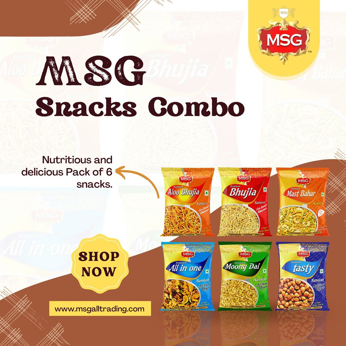 MSGAllTrading's tweet photo. MSG AlooBhujia , Moong Dal, Namkeen are delicious snacks all by themselves and can be had at any time of the day when one wants to eat some spicy tangy snacks. 

Buy Now🛒: https://t.co/Wf2ayF22hW

#MSGSnacks 
#PackOf6
#Covid19
#Omicron https://t.co/lxr8VnfyKO