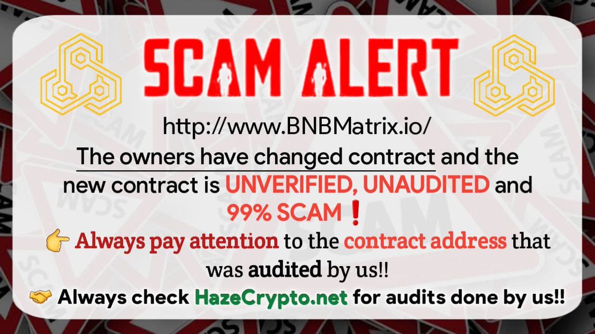 HazeCryptoTM's tweet photo. (4/4)We would also suggest that you, as an investor DO NOT engage with any project that revolves around these owners as you WILL DEFINITELY LOOSE YOUR FUNDS.
Other Projects Associated with this SCAM are :-
#bnbpeach.io
#BUSDMatrix.io https://t.co/mp0hYixmzA