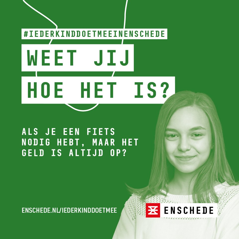 Gem_Enschede's tweet image. De campagne #iederkinddoetmeeinenschede loopt! Hiermee vragen we aandacht voor het Kindpakket 💡 Want elk kind moet mee kunnen doen aan leuke, maar ook belangrijke dingen! 👏 Hier vind je alle informatie over de voorzieningen van het Kindpakket ➡️ bit.ly/3lKqZjS.
