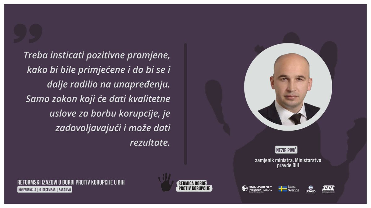 tibihorg's tweet image. .@NezirPivic učestvuje na panel diskusiji u sklopu  konferencije "Reformski izazovi u borbi protiv korupcije u BiH" koju #TIBiH organizuje povodom #9thDecember Međunarodnog dana borbe protiv korupcije.

#SedmicaBorbeProtivKorupcije #StopCorruption