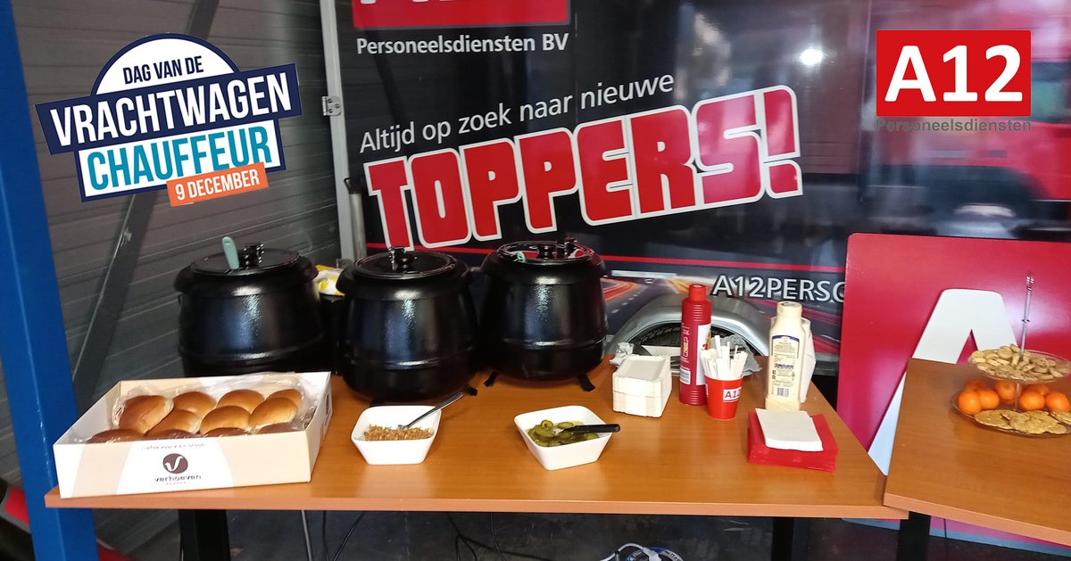 A12Personeel's tweet photo. Wij zijn trots op alle hardwerkende chauffeurs en heten daarom alle chauffeurs bij ons welkom! 👉Neem afrit 28 Duiven vanaf de A12 en kom langs! (Impact 60 Duiven). Een lekkere snack staat voor je klaar. Wij zijn trots op alle chauffeurs! 💪 #DVC2021 @dagvrachtchauf https://t.co/n4dzbwdMHU