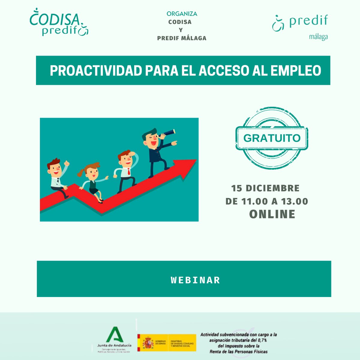 CodisaImpAnd's tweet photo. 🧑‍💼¿Quieres trabajar? Te ayudamos a incorporarte al mercado laboral con los cursos ONLINE y GRATUITOS que ofreceremos a través de Zoom los días 13 y 15 de diciembre.

✍️ Inscríbete aquí:  ➡️ https://t.co/qsu3HpEDbT 

#empleo #discapacidad @PredifM @IgualdadAND https://t.co/nqlOGDVjaM