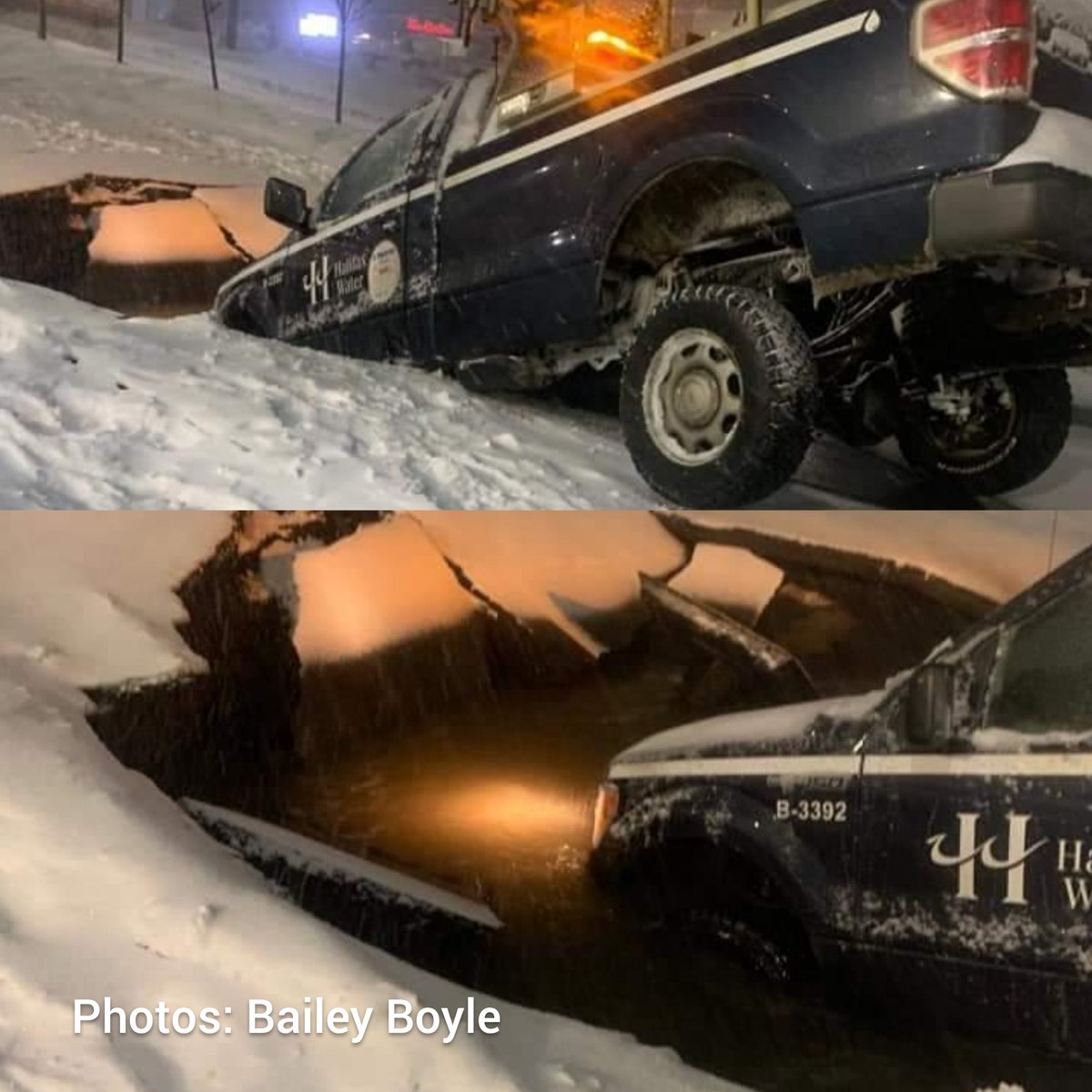 Water main break opens large hole, floods the area of Herring Cove Road and Dentith Road in Spryfield. Traffic being diverted #hfxtraffic