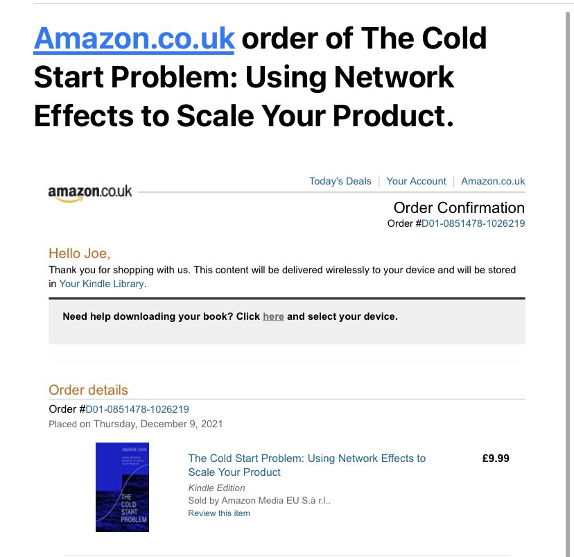 JS_LA_'s tweet image. The wait is over! Essential reading for the aspiring operator… just ordered my copy #coldstartproblem @andrewchen