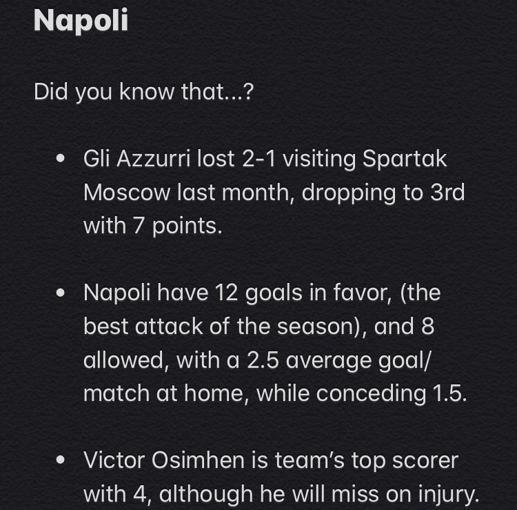 Smart_Tipster1's tweet photo. Don’t miss the closing round of the @EuropaLeague group stage and make a profit!!

#EuropaLeague #groupstage #Napoli #Azzurri #LorenzoInsigne #StadioDiegoArmandoMaradona #LeicesterCity #TheFoxes #PatsonDaka #freepicks #freebets #freetipster #tipsterforlife #smarttipster https://t.co/0rJDAlg3IE